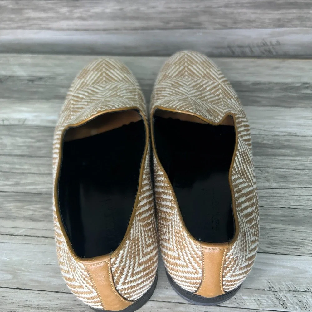 A. Testoni Italy Mens Woven Raffia Loafers Size 8 Geometric Old Money‎ Preppy